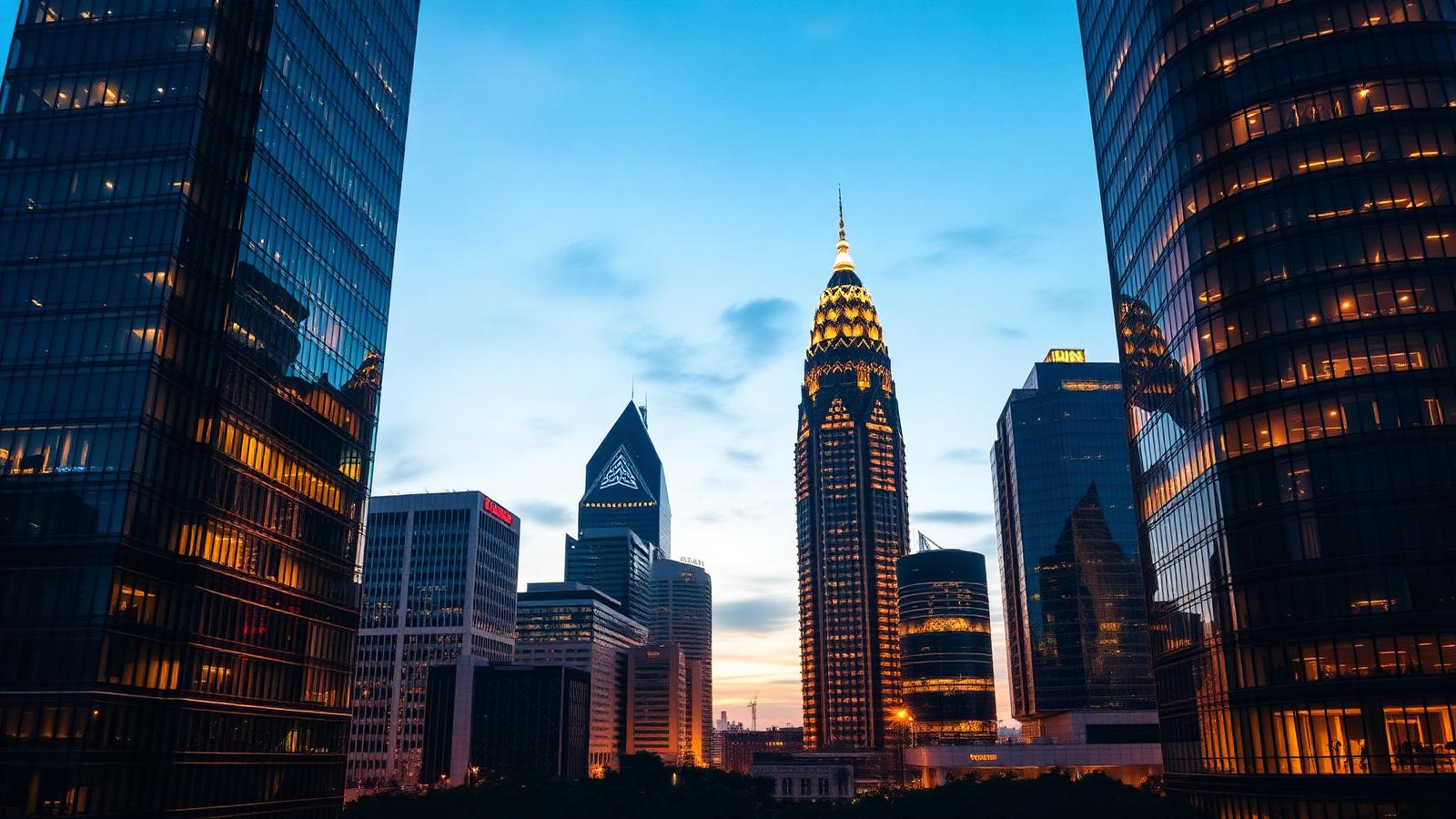 Jakarta financial district skyline at dusk